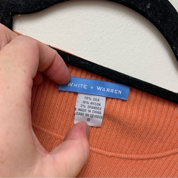 White + Warren Silk Blend Ribbed Short Sleeve Top - Picture 9 of 9